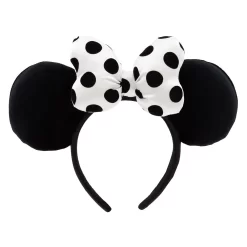 Disney Minnie Mouse Ear Headband With Satin Bow For Adults – Black And White