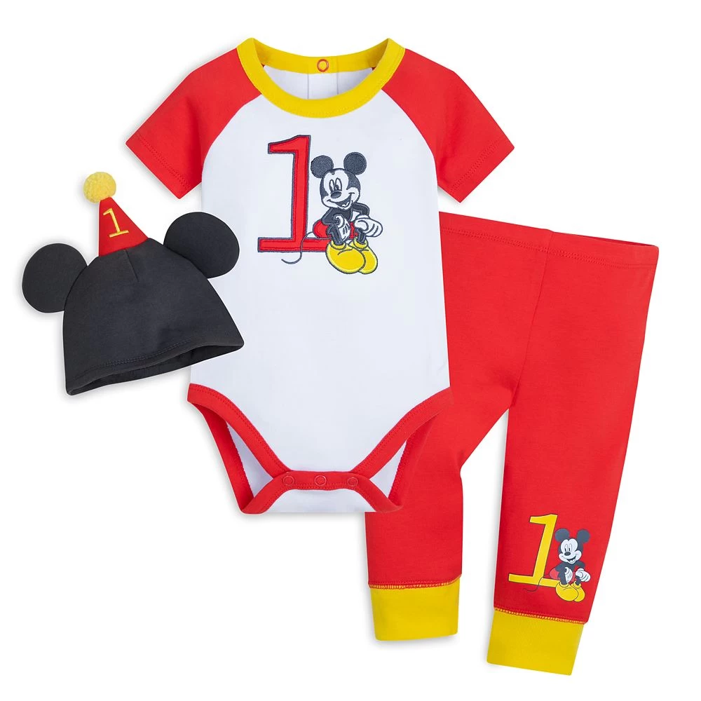 Disney Mickey Mouse 1st Birthday Bodysuit Set For Baby 1 Disney Mickey Mouse 1st Birthday Bodysuit Set For Baby