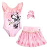 Disney Minnie Mouse Pink Swimsuit And Hair Scrunchie Set For Girls