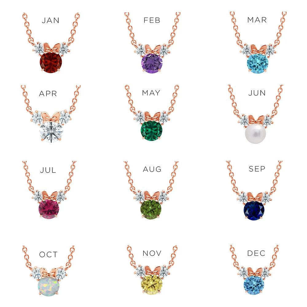 Disney Minnie Mouse Birthstone Necklace For Kids By CRISLU – Rose Gold 2 Disney Minnie Mouse Birthstone Necklace For Kids By CRISLU – Rose Gold - Image 2